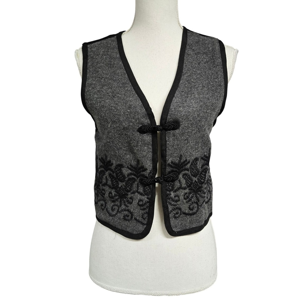 Vintage Compagnie Internationale Express‎ Wool Embroidered Frog Closure Vest XS